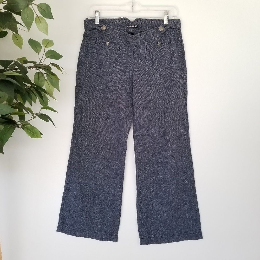 Express Wide Leg Linen / Cotton Blend Pants Sz 4